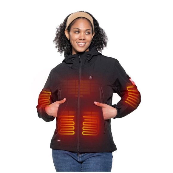 Dewbu Ladies Heated Soft Shell Jacket Size Large Winter Warm Active - Picture 10 of 10